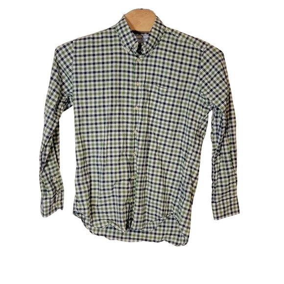Bird Dog Bay Button Down Shirt Large Long Sleeve Green‎ Blue White Plaid - Picture 1 of 6